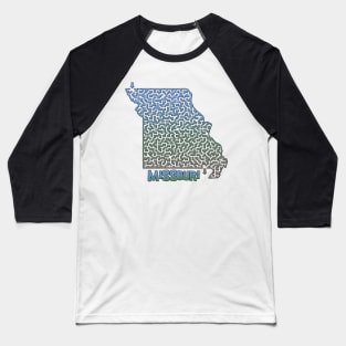 Missouri State Outline Maze & Labyrinth Baseball T-Shirt